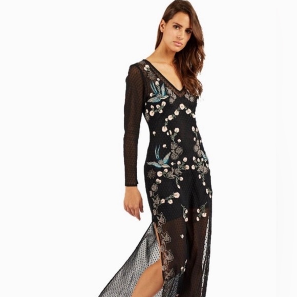 NWOT Cleobella Embroidered V-Neck Maxi Dress, Black, SM - Picture 8 of 8